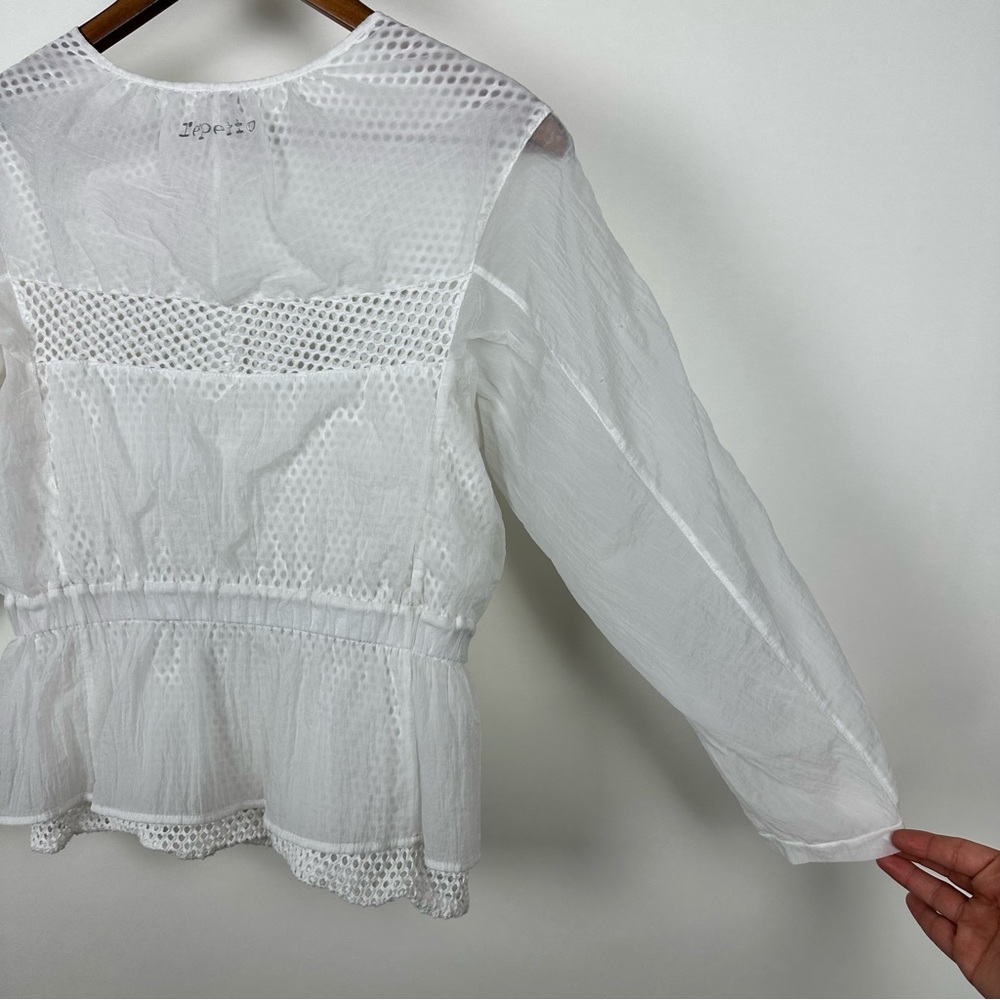 Repetto Sheer Mesh Peplum Zip Jacket White Balletcore Lightweight - Picture 5 of 13